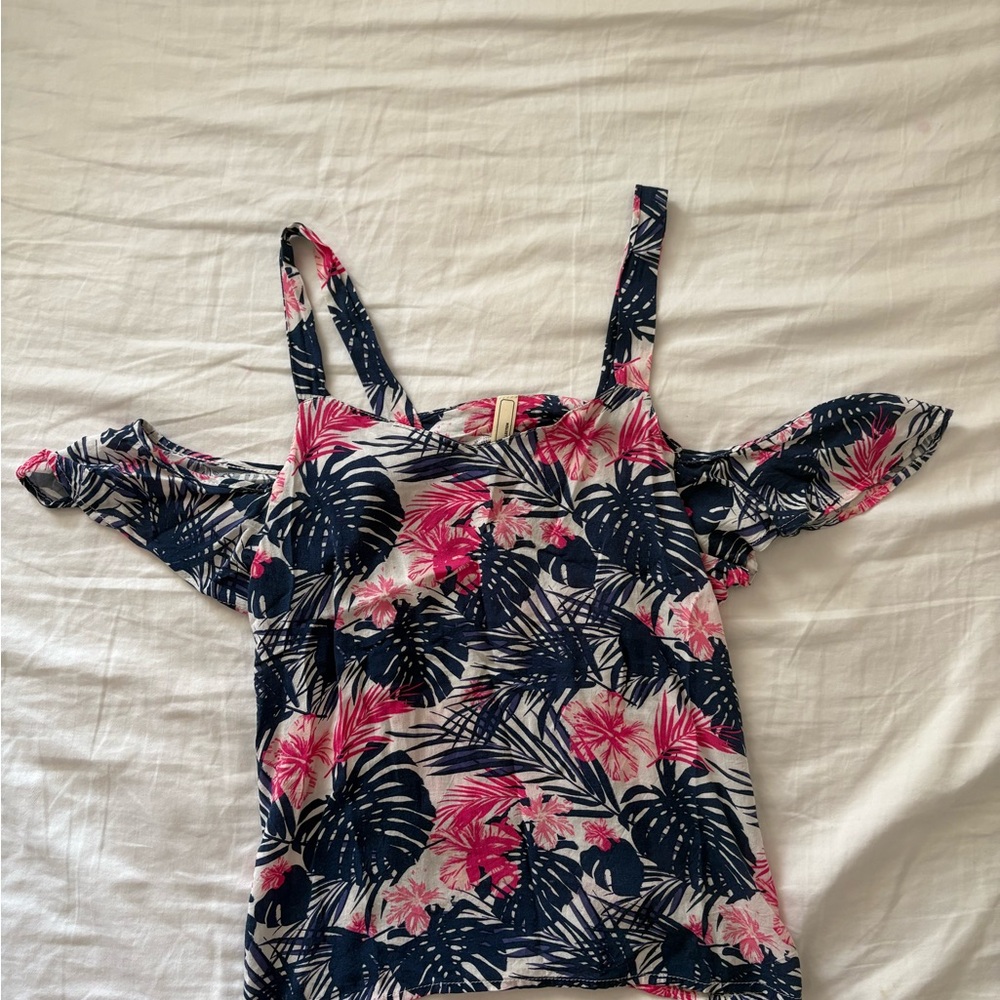 Floral Tank blouse - Pink and Navy